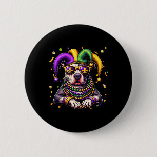 Mardi Gras Bead Pitbull Dog Festival Carnival Wome 2 Inch Round Button