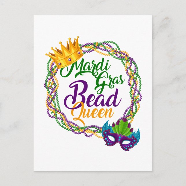 Mardi Gras Bead Queen Fat Tuesday Carnival Postcard (Front)