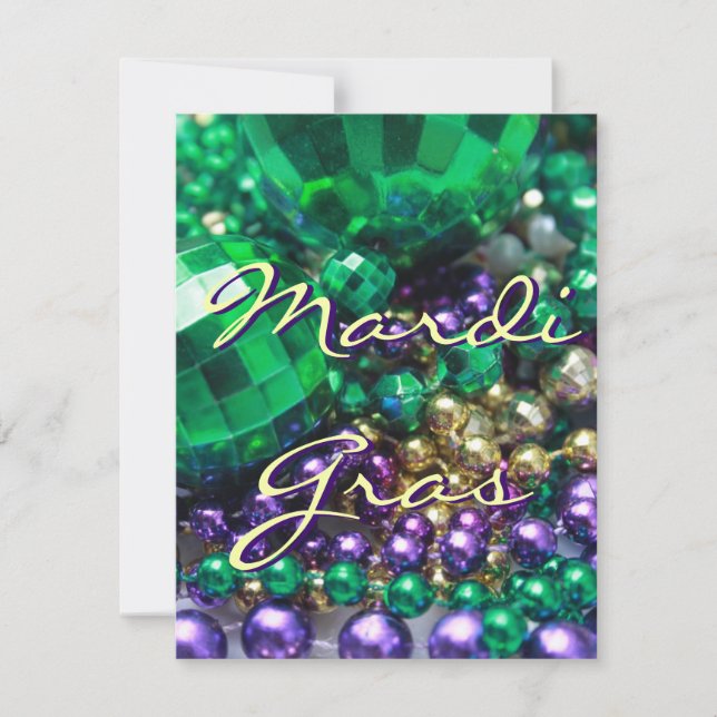 Mardi Gras Bead Throws Customized Party Invitation (Front)
