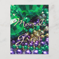 Mardi Gras Bead Throws Customized Party Invitation