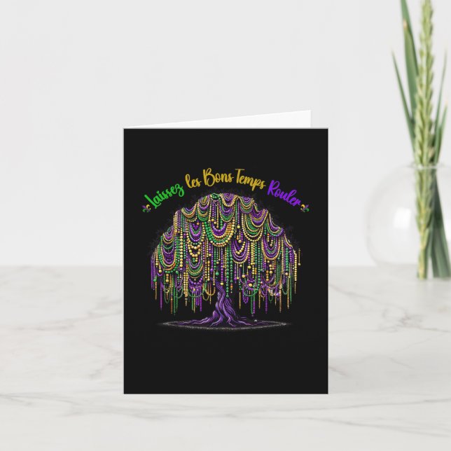 Mardi Gras Bead Tree Carnival  Card (Front)