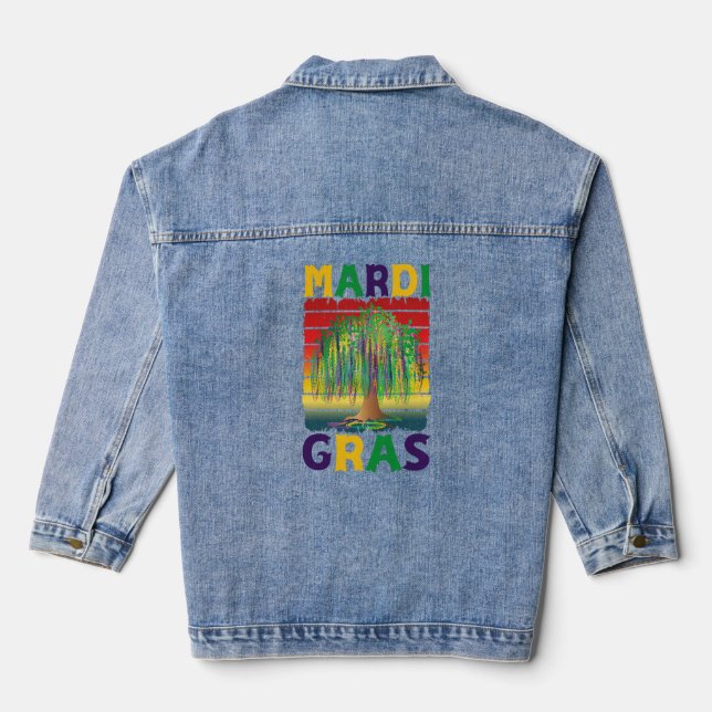 Mardi Gras Bead-Tree Carnival  Denim Jacket (Back)