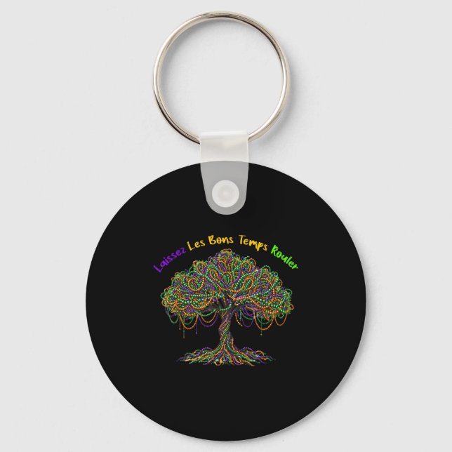 Mardi Gras Bead Tree Carnival Keychain (Front)
