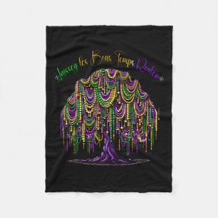 Mardi Gras Bead Tree Carnival New Orleans 2024 For Fleece Blanket