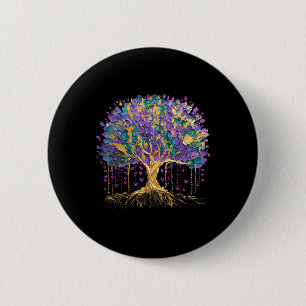 Mardi Gras Bead Tree Carnival New Orleans 2025 2 Inch Round Button