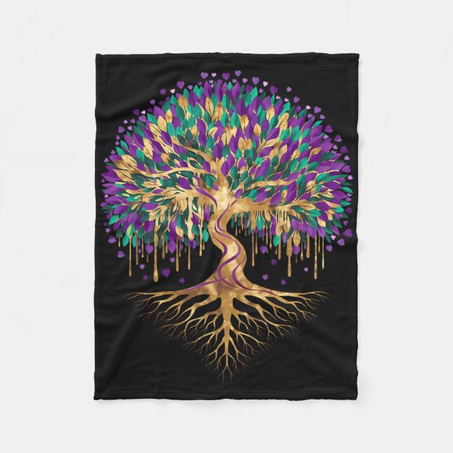 Mardi Gras Bead Tree Carnival New Orleans 2025 Wom Fleece Blanket (Front)