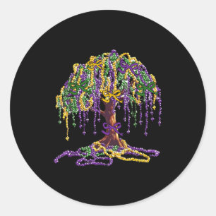 Mardi Gras Bead Tree Carnival New Orleans Women Me Classic Round Sticker