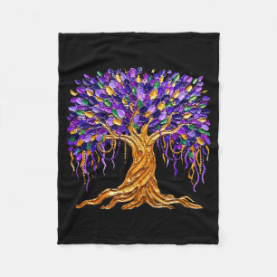 Mardi Gras Bead Tree Carnival New Orleans Women Me Fleece Blanket