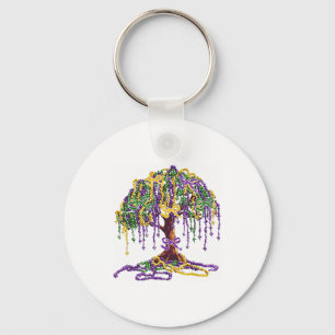 Mardi Gras Bead Tree Carnival New Orleans Women Me Keychain