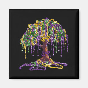 Mardi Gras Bead Tree Carnival New Orleans Women Me Magnet