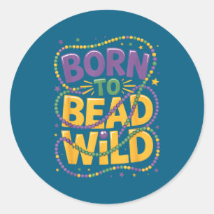 Mardi Gras Beads Carnival Orleans Classic Round Sticker