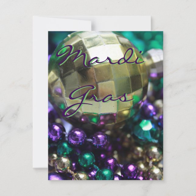 Mardi Gras Beads Cartes Invitations personnalisées (Devant)