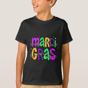 Mardi Gras Beads Fat Tuesday Fleur De Lis Louisian T-Shirt