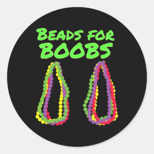 Mardi Gras Beads For Breast Y Costume Outfit  Classic Round Sticker