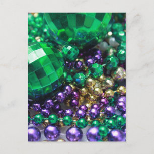 Mardi Gras Beads Green Party Postcards Invites