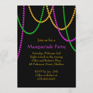 Mardi Gras Beads Invitation