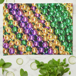 Mardi Gras Beads Kitchen Towel
