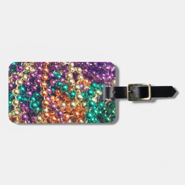 Mardi Gras Beads Luggage Tag (Front Horizontal)