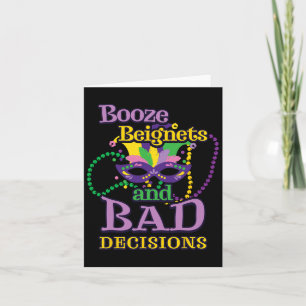 Mardi Gras Beads Masquerade Funny Booze Beignets S Card