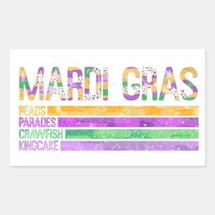 Mardi Gras Beads Parades Crawfish King Cake Sticker