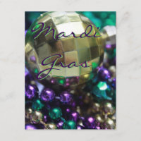 Mardi Gras Beads Personalized Party Invite Cards