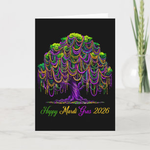 Mardi Gras Beads Tree 2026 Carnival Festival New O Card