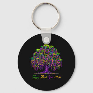 Mardi Gras Beads Tree 2026 Carnival Festival New O Keychain