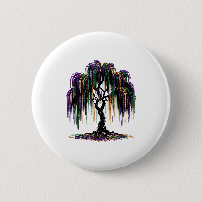 Mardi Gras Beads Tree Fun Festive Nola New Orleans 2 Inch Round Button (Front)