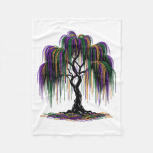 Mardi Gras Beads Tree Fun Festive Nola New Orleans Fleece Blanket