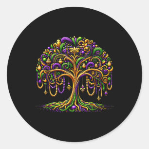 Mardi Gras Beads Tree New Orleans Festival Party M Classic Round Sticker