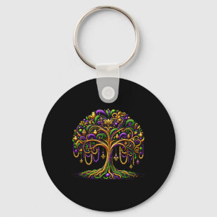 Mardi Gras Beads Tree New Orleans Festival Party M Keychain