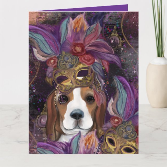 MARDI GRAS BEAGLE CARD (Front)