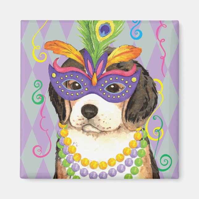 Mardi Gras Beagle Magnet (Front)