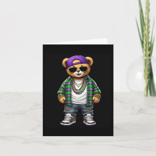 Mardi Gras Bear For Boys Men Hip Hop New Orleans B Card