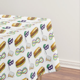 Mardi Gras Beignet Beads Mask New Orleans NOLA Tablecloth