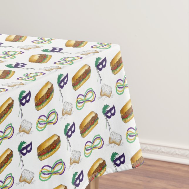 Mardi Gras Beignet Beads Mask New Orleans NOLA Tablecloth (In Situ)