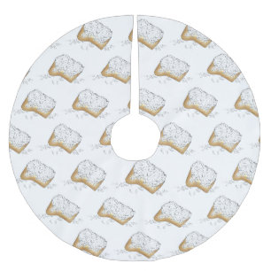 Mardi Gras Beignet Pastry New Orleans Louisiana Brushed Polyester Tree Skirt