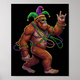 Mardi Gras Big Foot Funny Festival Jester Costume Poster