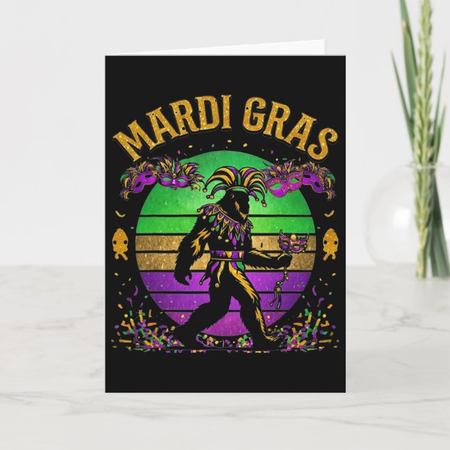 Mardi Gras Bigfoot  Card (Front)