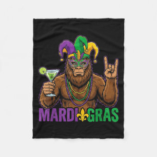Mardi gras bigfoot rock funny boys kids men fleece blanket