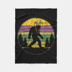 Mardi Gras Bigfoot Sasquatch Jester Illustration Fleece Blanket