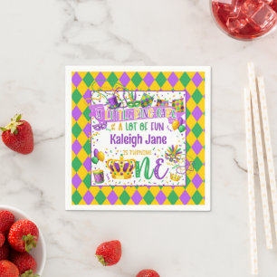 Mardi Gras Birthday (A Little King Cake & Fun) Napkin