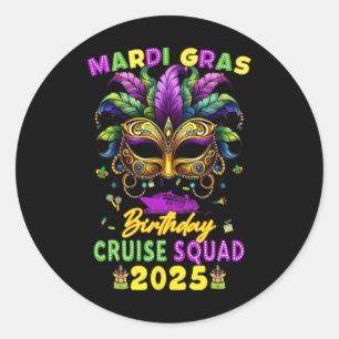 Mardi Gras Birthday Cruise Squad 2025 Family Match Classic Round Sticker