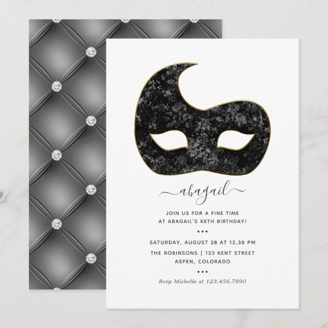 Mardi Gras  Birthday Party Invitation (Front/Back)