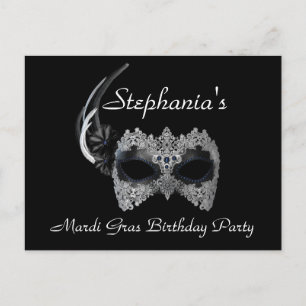 "Mardi Gras Birthday" - Party Invitation Postcard