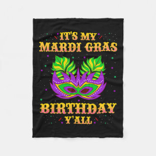 Mardi Gras Birthday Shirt It's My Mardi Gras Birth Fleece Blanket