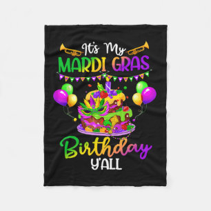 Mardi Gras Birthday Shirt It's My Mardi Gras Birth Fleece Blanket