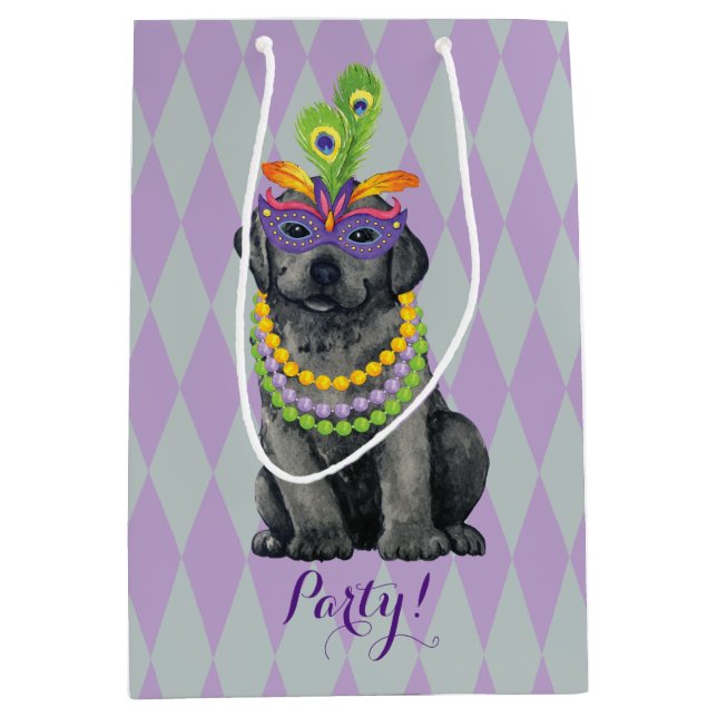 Mardi Gras Black Lab Medium Gift Bag (Front)