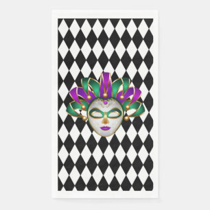Mardi Gras Black & White Diamond Napkin