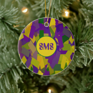 Mardi Gras Blocks Ceramic Ornament
